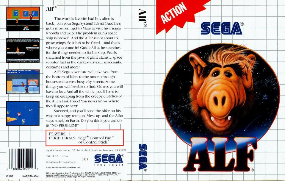 ALF Reviews: ALF, Sega Master System (1989) - Noiseless Chatter